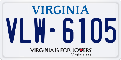 VA license plate VLW6105