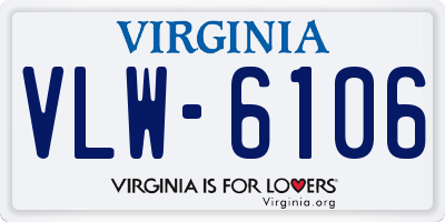 VA license plate VLW6106