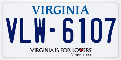 VA license plate VLW6107