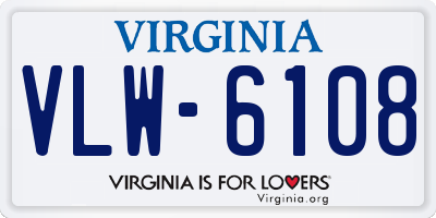 VA license plate VLW6108