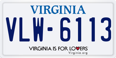 VA license plate VLW6113