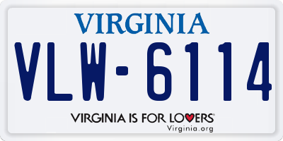 VA license plate VLW6114