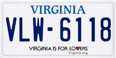 VA license plate VLW6118