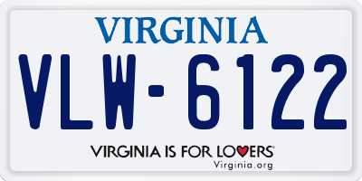 VA license plate VLW6122