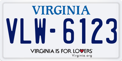 VA license plate VLW6123