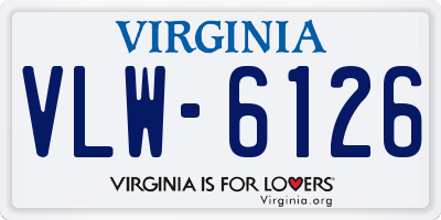 VA license plate VLW6126