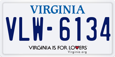 VA license plate VLW6134