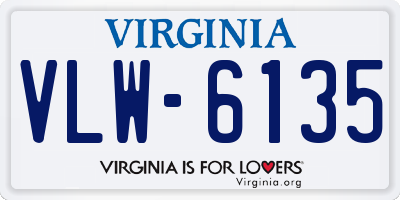 VA license plate VLW6135