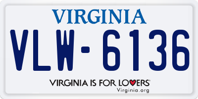 VA license plate VLW6136