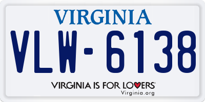 VA license plate VLW6138