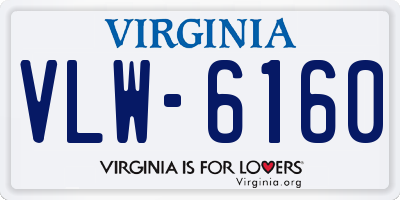 VA license plate VLW6160