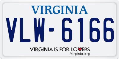 VA license plate VLW6166