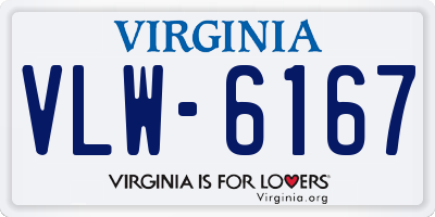 VA license plate VLW6167