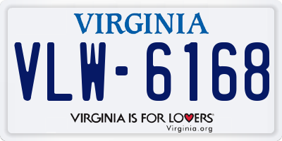 VA license plate VLW6168