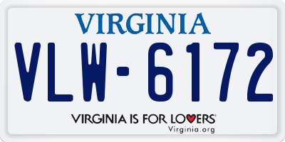 VA license plate VLW6172