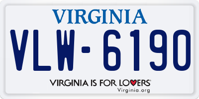 VA license plate VLW6190