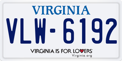 VA license plate VLW6192