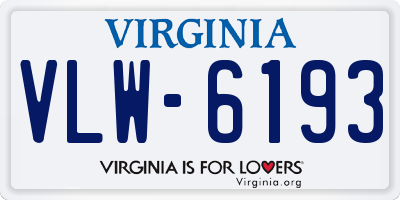 VA license plate VLW6193