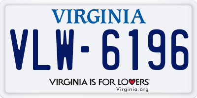 VA license plate VLW6196