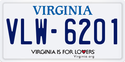 VA license plate VLW6201