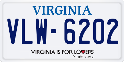 VA license plate VLW6202