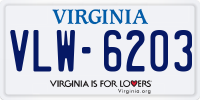 VA license plate VLW6203