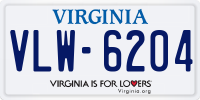 VA license plate VLW6204