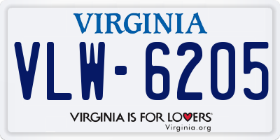 VA license plate VLW6205