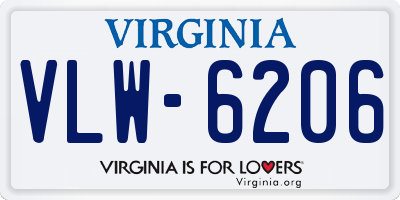 VA license plate VLW6206