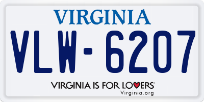 VA license plate VLW6207