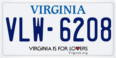 VA license plate VLW6208