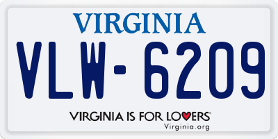 VA license plate VLW6209