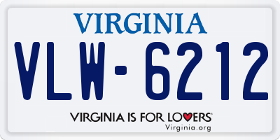 VA license plate VLW6212