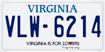 VA license plate VLW6214