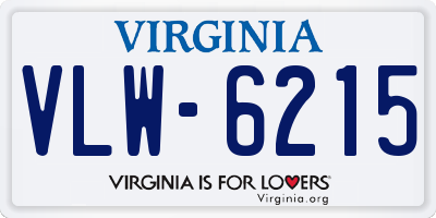 VA license plate VLW6215