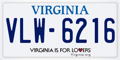 VA license plate VLW6216