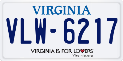 VA license plate VLW6217