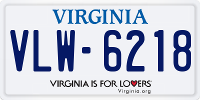 VA license plate VLW6218