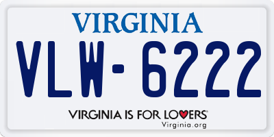 VA license plate VLW6222