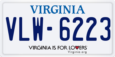 VA license plate VLW6223