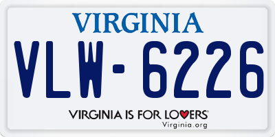 VA license plate VLW6226