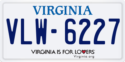 VA license plate VLW6227