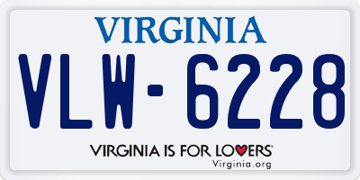 VA license plate VLW6228