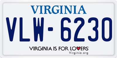 VA license plate VLW6230