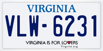 VA license plate VLW6231