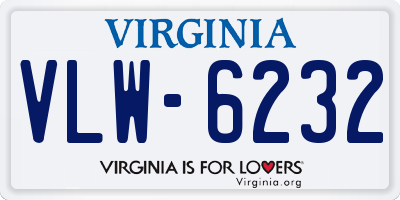 VA license plate VLW6232