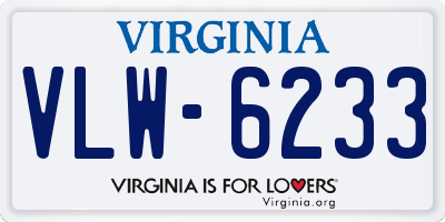 VA license plate VLW6233