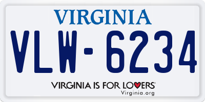 VA license plate VLW6234