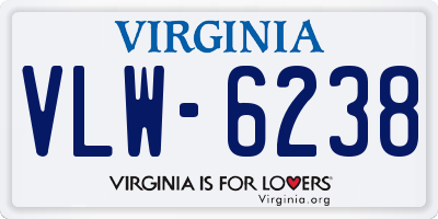 VA license plate VLW6238