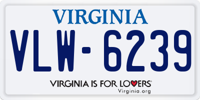 VA license plate VLW6239